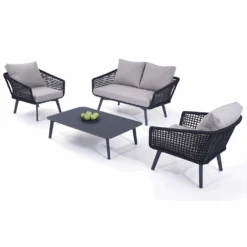 Barcelona 4-delige Stoel-bank Loungeset Met Salontafel