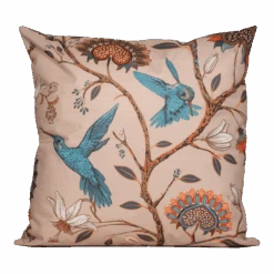 Buitenkussen Blauwe Vogel En Bloemen 60x60cm - Tuinkussen