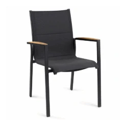 Tuinstoel Foxx - Teak Stapelbare Stoel - Charcoal